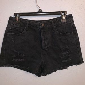 black jean shorts